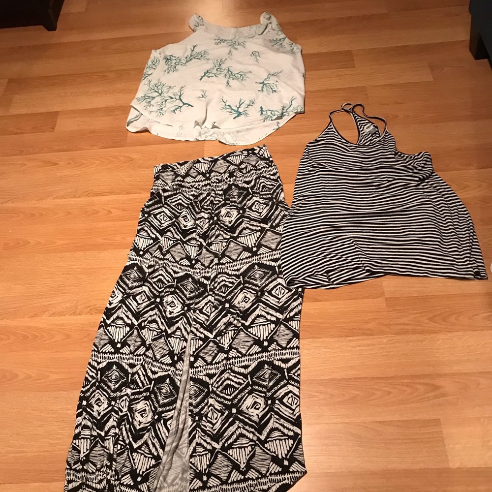 2 tank tops and 1 long skirt